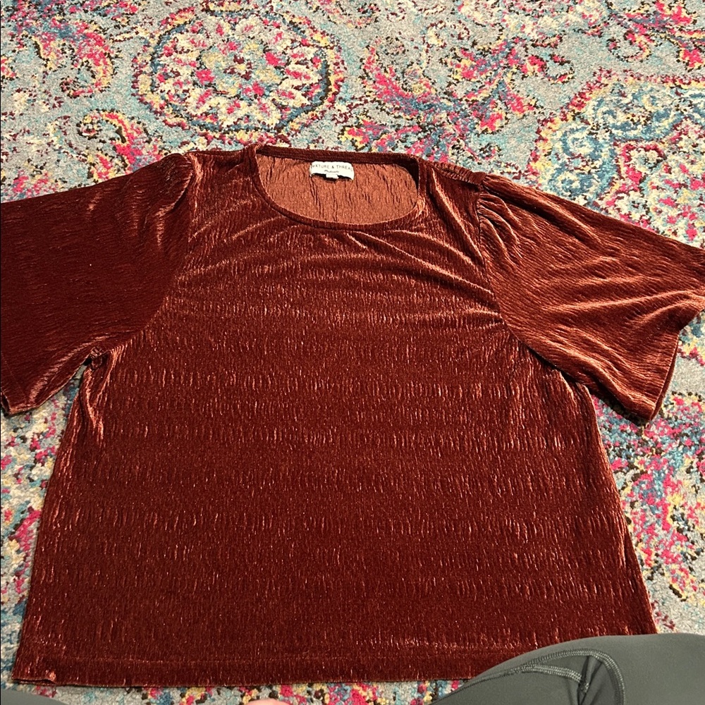 Madewell Texture & Thread Velvet Flutter Sleeve‎ Top